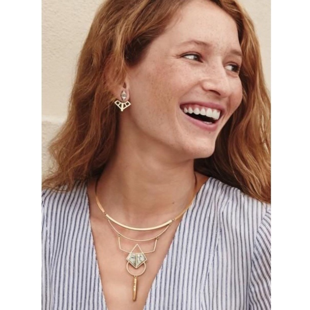 Stella & Dot | Gold & Semi-precious Howlite Mondrian Ear Jacket Earrings… - Picture 6 of 6